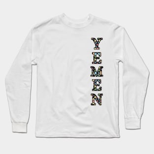 Yemen Stained Glass Patriotic Design Long Sleeve T-Shirt